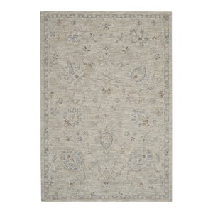 Nourison Asher 63x92&quot Rectangle Traditional Fabric Area Rug in Gray/Charcoal