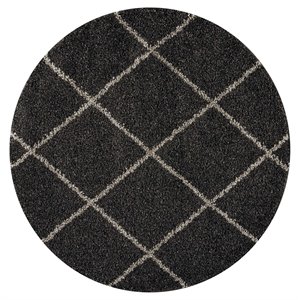 Nourison Brisbane 48x48&quot Round Polypropylene Area Rug in Charcoal Finish