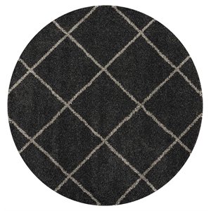 Nourison Brisbane 79x79&quot Round Polypropylene Area Rug in Charcoal Finish