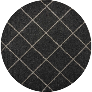 Nourison Brisbane 98x98&quot Round Polypropylene Area Rug in Charcoal Finish