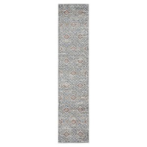 Nourison Concerto 26x120&quot Polyester and Polypropylene Area Rug in Blue/Ivory