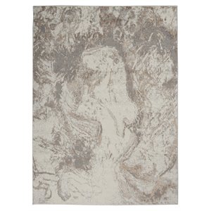 Nourison Elation 48x72&quot Polyester & Polypropylene Area Rug in Ivory Gray