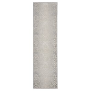 Nourison Elation 2'3&quot x 7'6&quot Polyester Vintage Indoor Rug in Ivory Gray
