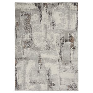 Nourison Elation 48x72&quot Polyester and Polypropylene Area Rug - Gray Ivory Finish