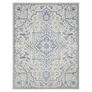 Nourison Elation 7'10&quot x 9'10&quot Fabric Ivory Blue Bohemian Indoor Rug