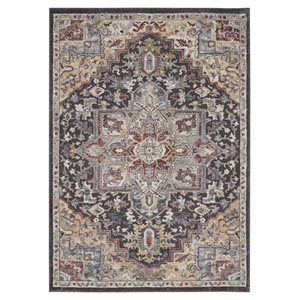 Nourison Juniper 5'3&quot x 7'3&quot Fabric Charcoal Multi Vintage Indoor Rug