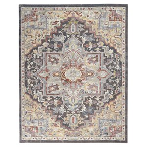 Nourison Juniper 7'10&quot x 9'10&quot Fabric Charcoal Multi Vintage Indoor Rug
