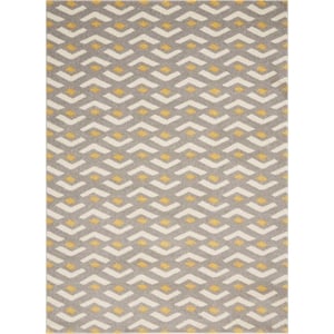 Nourison Harper 63x87&quot Rectangle Chevron Fabric Area Rug in Gray/Gold