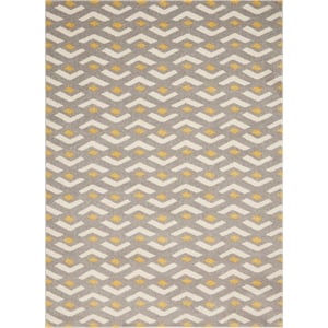 Nourison Harper 96x120&quot Rectangle Chevron Fabric Area Rug in Gray/Gold
