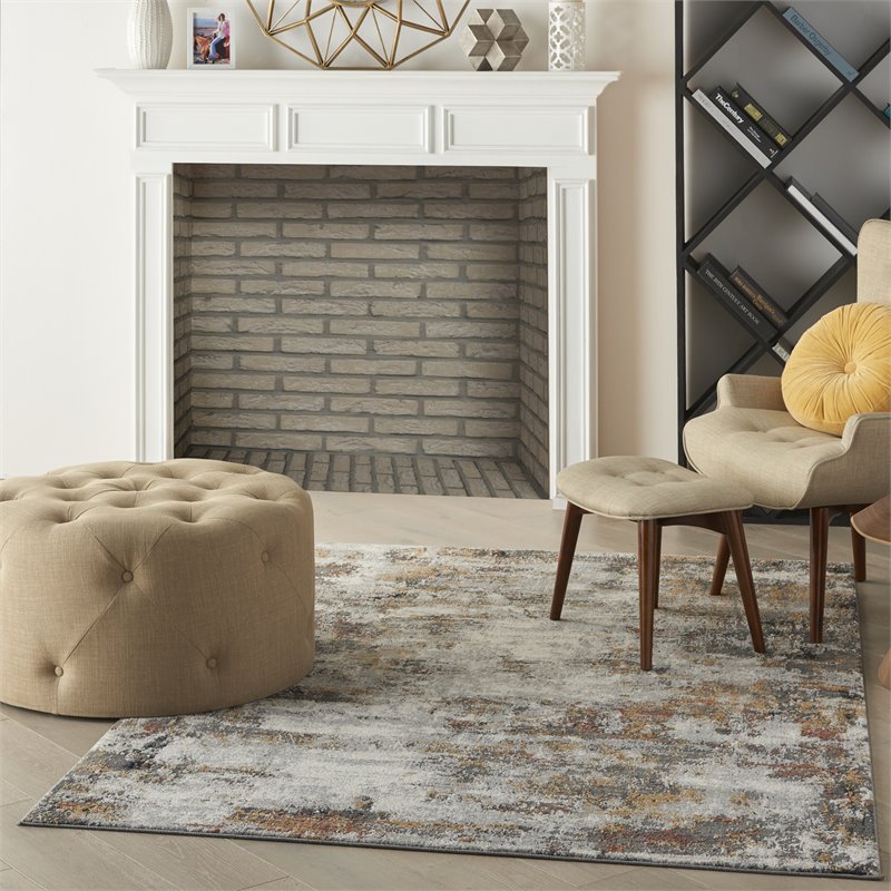 Nourison Ludlow 4' x 6' Fabric Gray/Multi Modern Indoor Rug