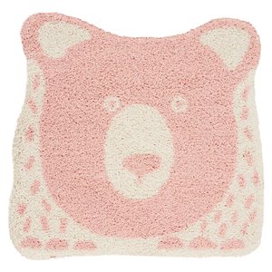 Nourison Hudson 48x48&quot Bear Free Form Contemporary Fabric Area Rug in Pink/Ivory