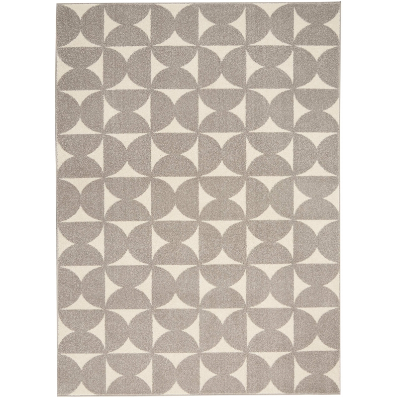 Nourison Harper 26x90&quot Runner Contemporary Fabric Area Rug in Gray/Ivory