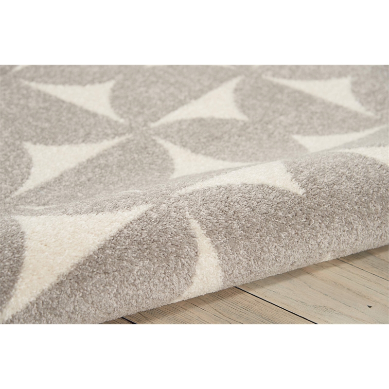 nourison harper 26x90&quot runner contemporary fabric area rug in gray/ivory