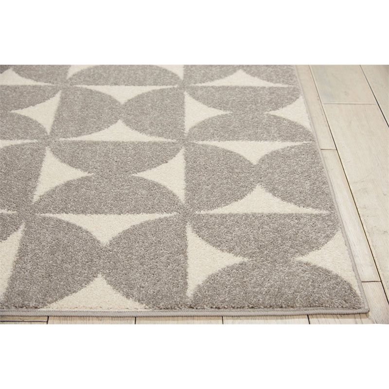 nourison harper 26x90&quot runner contemporary fabric area rug in gray/ivory