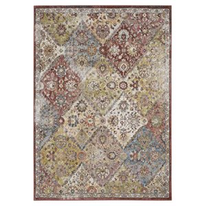 Nourison Juniper 5'3&quot x 7'3&quot Fabric Terracotta Multi-Color Vintage Indoor Rug