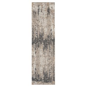 Nourison Ludlow 2'2&quot x 7'6&quot Fabric Cream Gray Modern Indoor Rug