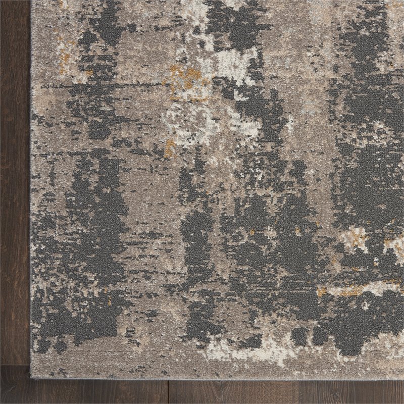 nourison ludlow 5'3&quot x 7'3&quot fabric cream gray modern indoor rug