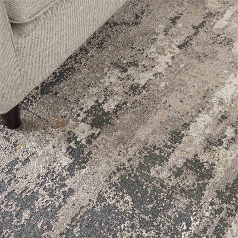 nourison ludlow 5'3&quot x 7'3&quot fabric cream gray modern indoor rug
