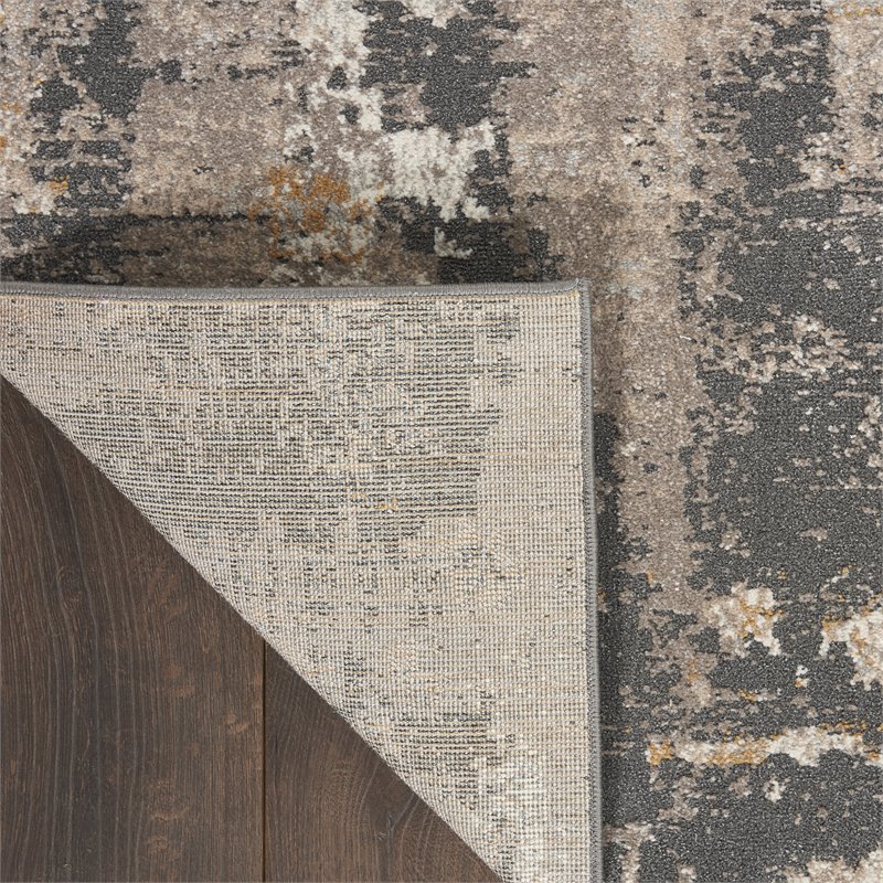 nourison ludlow 5'3&quot x 7'3&quot fabric cream gray modern indoor rug