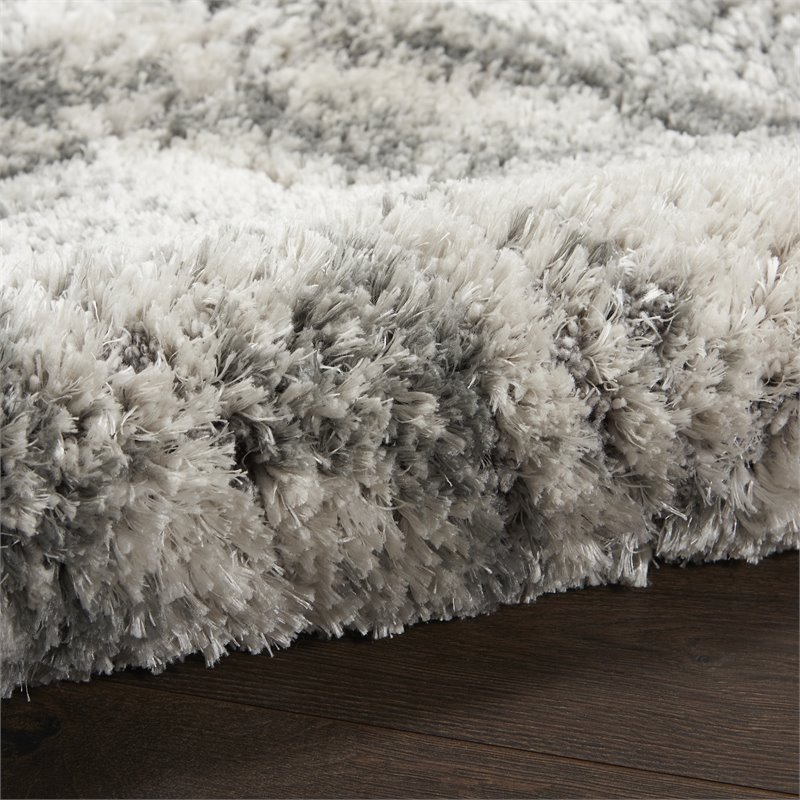 nourison luxurious shag 48x72&quot rectangle fabric area rug in ivory/charcoal