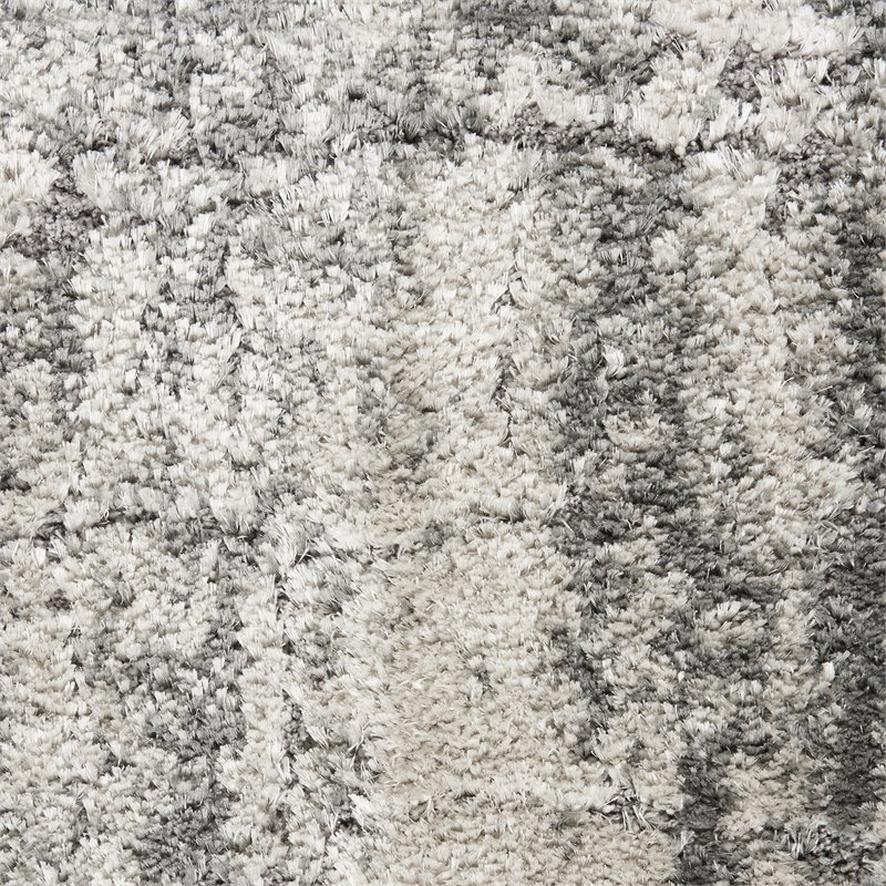 nourison luxurious shag 48x72&quot rectangle fabric area rug in ivory/charcoal