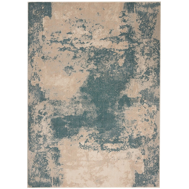 nourison maxell 3'10&quot x 5'10&quot polyester ivory/teal modern indoor rug