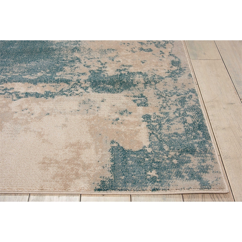nourison maxell 3'10&quot x 5'10&quot polyester ivory/teal modern indoor rug