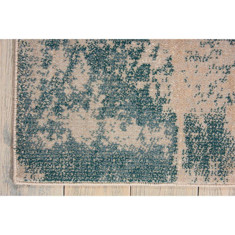 nourison maxell 3'10&quot x 5'10&quot polyester ivory/teal modern indoor rug