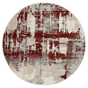 Nourison Maxell 3'10&quot x Round Polyester Ivory/Red Modern Indoor Rug