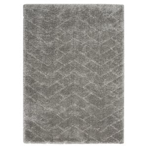 Nourison Luxurious Shag 63x87&quot Chevron Contemporary Fabric Area Rug in Gray