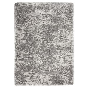 Nourison Luxurious Shag 63x87&quot Rectangle Fabric Area Rug in Charcoal/Gray