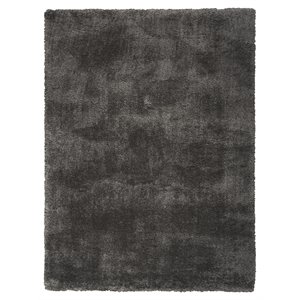 Nourison Luxurious Shag 48x72&quot Rectangle Contemporary Fabric Area Rug in Gray