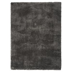 Nourison Luxurious Shag 63x87&quot Rectangle Contemporary Fabric Area Rug in Gray