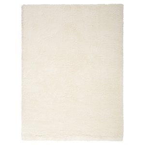 Nourison Luxurious Shag 48x72&quot Rectangle Contemporary Fabric Area Rug in Ivory