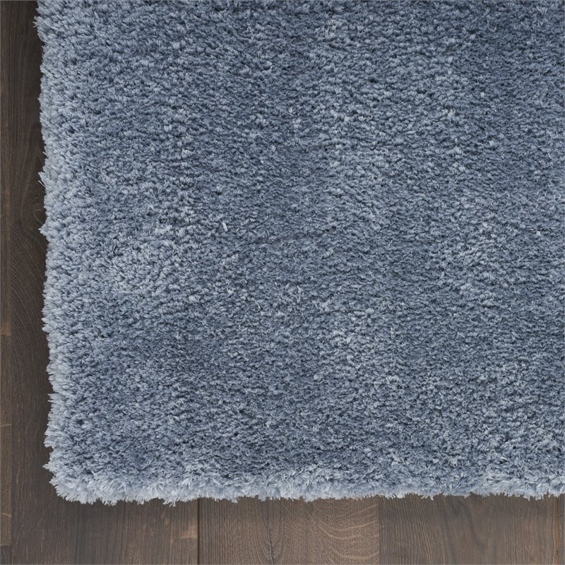 nourison luxurious shag 63x87&quot contemporary fabric area rug in light blue
