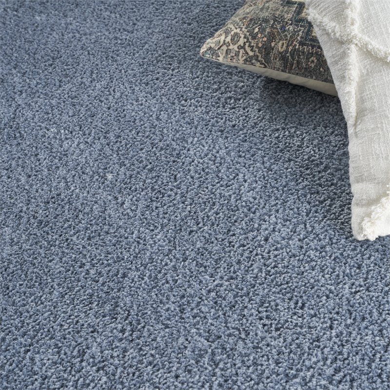 nourison luxurious shag 63x87&quot contemporary fabric area rug in light blue