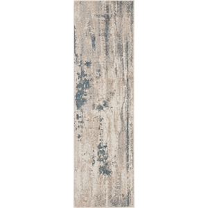Nourison Maxell 2'2&quot x 7'6&quot Fabric Ivory/Teal Modern Indoor Rug