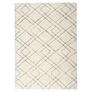 Nourison Luxurious Shag 48x72&quot Contemporary Fabric Area Rug in Ivory