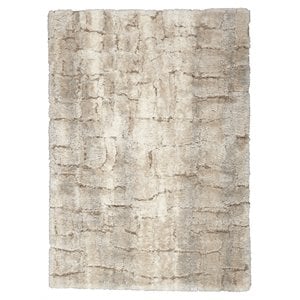 Nourison Luxurious Shag 63x87&quot Rectangle Fabric Area Rug in Ivory/Beige