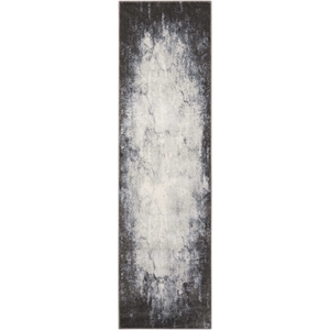 Nourison Maxell 2'2&quot x 7'6&quot Fabric Ivory / Charcoal Modern Indoor Rug