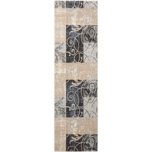 Nourison Maxell 2'2&quot x 7'6&quot Fabric Indoor Rug in Beige/Gray/Black/Ivory