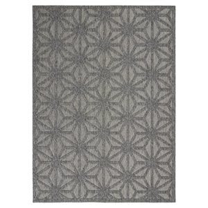 Nourison Palamos 72x108&quot Rectangle Contemporary Fabric Area Rug in Dark Gray
