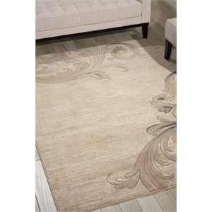 Nourison Maxell 63x87&quot Rectangle Contemporary Fabric Area Rug in Taupe/Cream