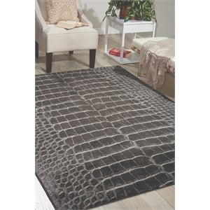 Nourison Maxell 63x87&quot Rectangle Contemporary Fabric Area Rug in Charcoal/Gray