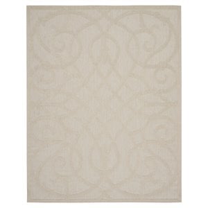 Nourison Palamos 84x120&quot Rectangle Contemporary Fabric Area Rug in Cream