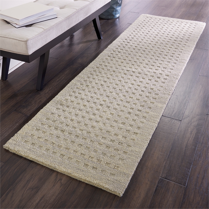 Nourison Perris Runner Shape Contemporary Wool Area Rug in Taupe
