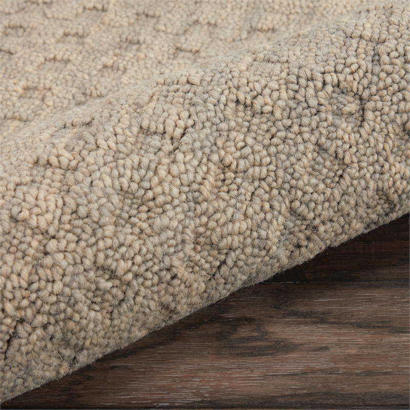 Nourison Perris Runner Shape Contemporary Wool Area Rug in Taupe