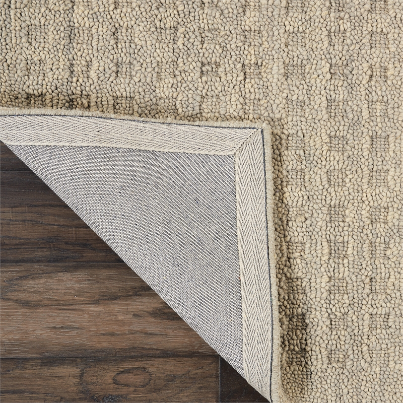 Nourison Perris Runner Shape Contemporary Wool Area Rug in Taupe