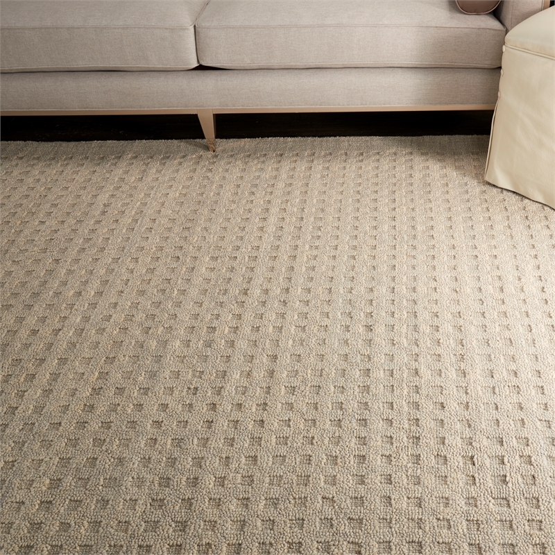 Nourison Perris Rectangle Contemporary Wool Area Rug in Taupe