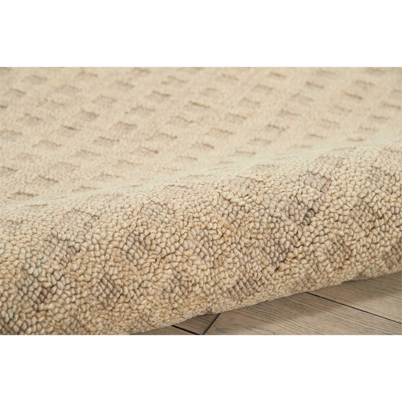 Nourison Perris Rectangle Contemporary Wool Area Rug in Taupe